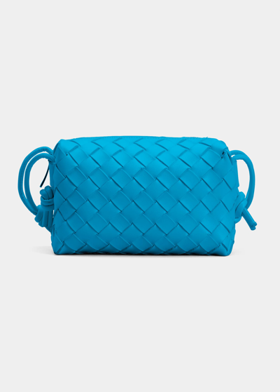 Shop Bottega Veneta Loop Mini Intrecciato Crossbody Bag In Blueprint