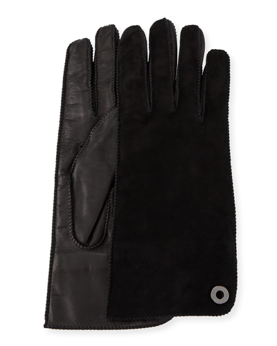 Shop Loro Piana Jacqueline Suede And Leather Gloves In Black