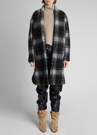 Marant Étoile Black Gabriel Checked Single-breasted Coat Multi | ModeSens