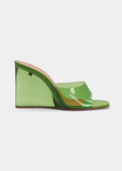 Shop Amina Muaddi Lupita Glass-wedge Slide Sandals In Jungle