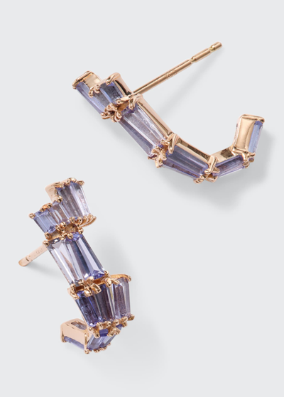 Shop Nak Armstrong Earring Jackets With Tanzanite And Recycled Rose Gold In Rg