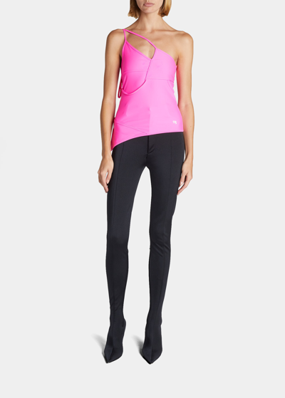 Shop Balenciaga V-neck Strap Top In Fluo Pink