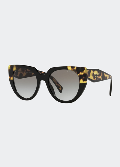 Shop Prada Logo Acetate Cat-eye Sunglasses In Tort Black