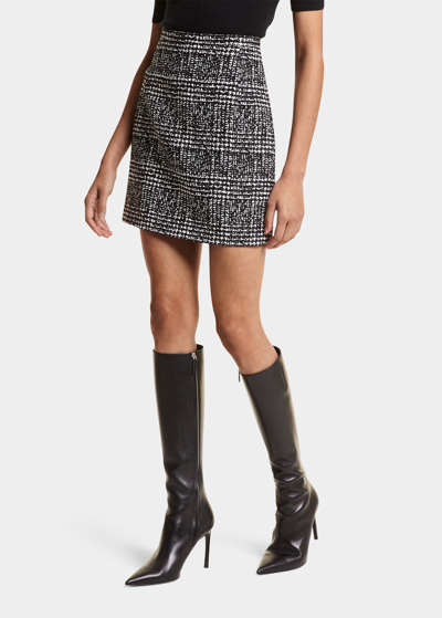 Shop Michael Kors Exploded Glen Plaid Jacquard Mini Skirt In Blackwhit