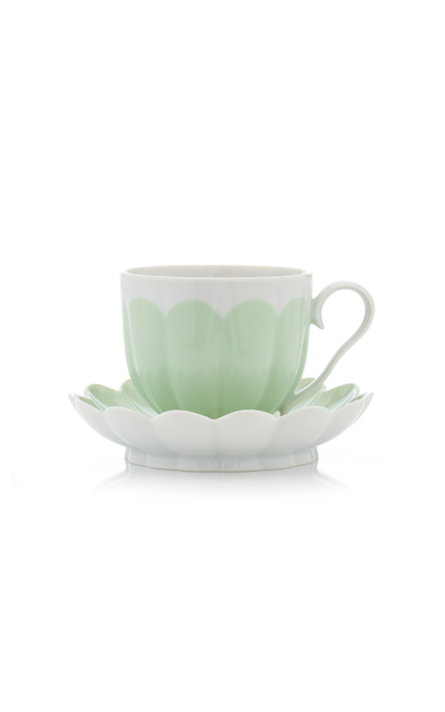Shop Giambattista Valli Home Porcelain Coffee Cup And Saucer Set In Green