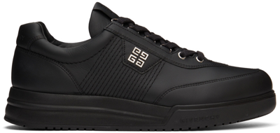 Shop Givenchy Black Leather 4g Sneakers In 001 Black