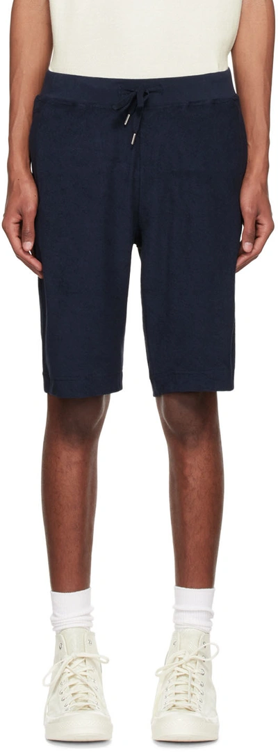 Shop Sunspel Navy Towelling Shorts