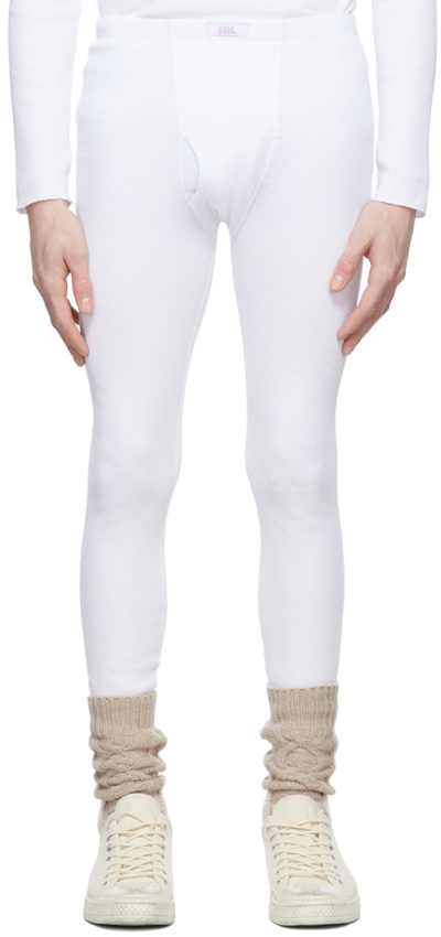 Shop Erl White Cotton Long John Lounge Pants In Optic White