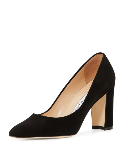 Shop Manolo Blahnik Tuccio Suede 90mm Pumps In Black