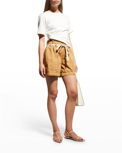 Shop A.l.c Augusta Belted Paper Bag Waist Cargo Shorts In Playa
