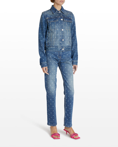 Shop Givenchy 4g Monogram Denim Trucker Jacket In Blue