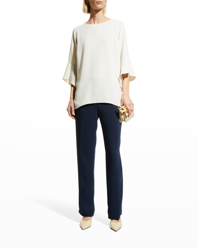 Shop Caroline Rose Julia Bell-sleeve Crepe Tunic In Ivory