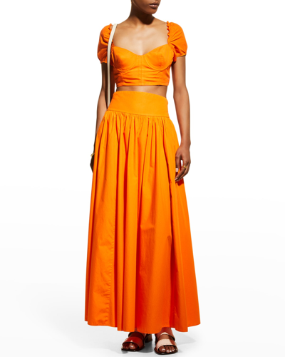 Shop Emporio Sirenuse Kalitha Bustier Poplin Crop Top In Orange