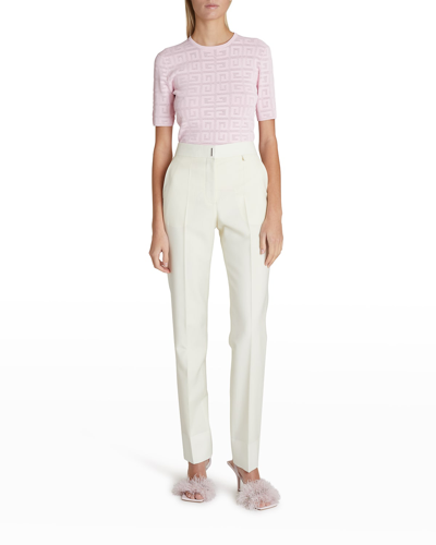 Shop Givenchy Tapered Wool-mohair Trousers In Ivory