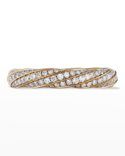 Shop David Yurman 4mm Cable Edge Band Ring With Diamonds And Yellow Gold