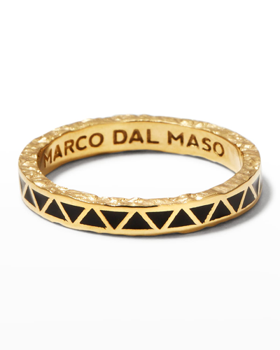 Shop Marco Dal Maso Men's Yellow Gold Manawa Black Enamel Thin Band Ring