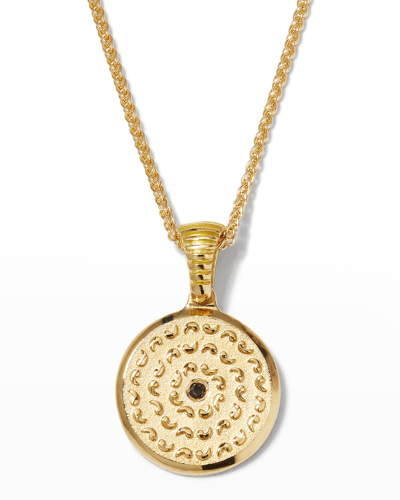 Shop Marco Dal Maso Men's Yellow Gold Icon Pendant Necklace With Single Black Diamond
