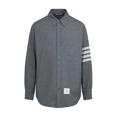 Shop Thom Browne 4-bar Shirt In Med Grey