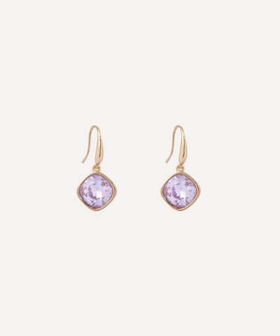 Shop Kenneth Jay Lane 14ct Gold-plated Faceted Crystal Drop Earrings In Gold, Purple