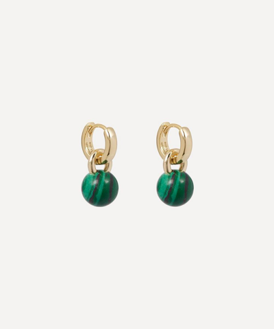 Shop Kenneth Jay Lane 14ct Gold-plated Huggie Malachite Ball Drop Earrings In Gold, Green
