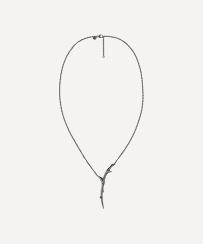 Shop Shaun Leane Black Rhodium-plated Rose Thorn Drop Pendant Necklace
