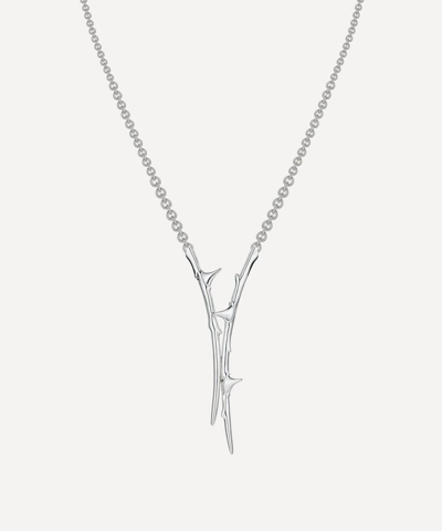Shop Shaun Leane Silver Rose Thorn Drop Lariat Necklace