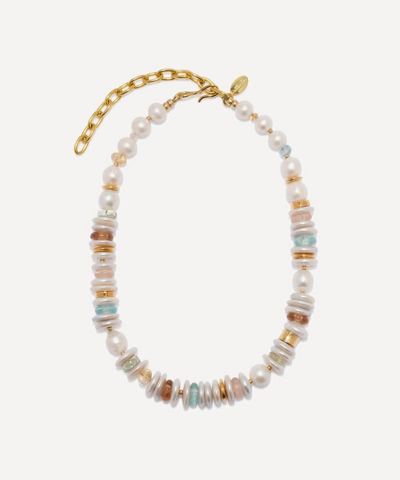 Shop Lizzie Fortunato Gold-plated Brass Moonlight Bead Necklace In Multi