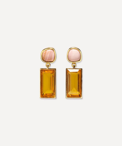 Shop Lizzie Fortunato Gold-plated Brass Crystal Column Drop Earrings In Multi
