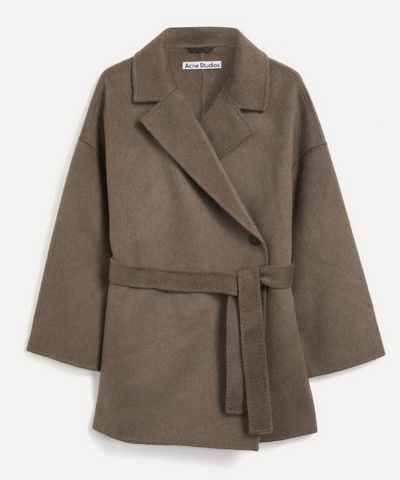 Shop Acne Studios Belted Wool Coat - Size 8 In Grey