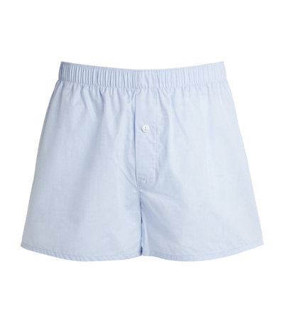 Shop Hanro Cotton Woven Boxer Shorts In Blue