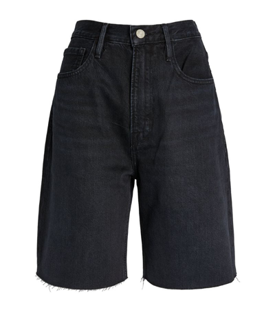 Shop Frame Le Vintage Raw Hem Bermuda Shorts In Black