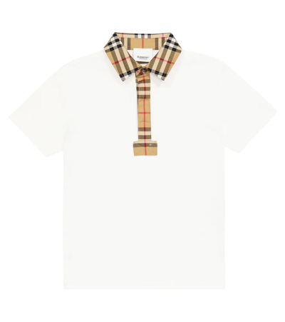 Shop Burberry Vintage Check Cotton Polo Shirt In White