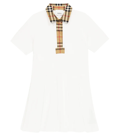 Shop Burberry Vintage Check Cotton Polo Dress In White