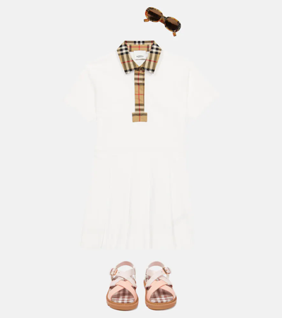 Shop Burberry Vintage Check Cotton Polo Dress In White