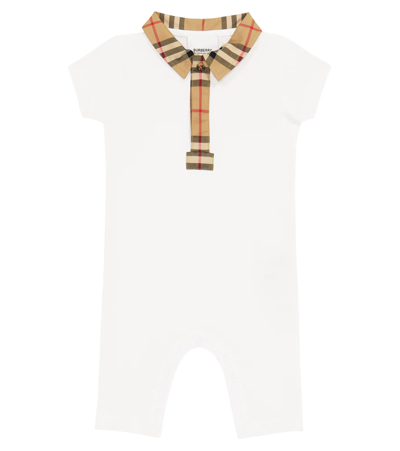 Shop Burberry Baby Vintage Check Cotton Jersey Onesie In White