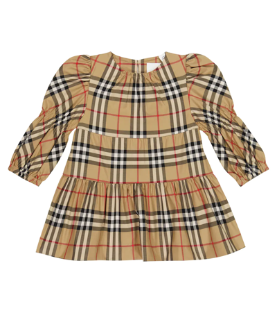 Shop Burberry Baby Vintage Check Dress In Archive Beige Ip Chk