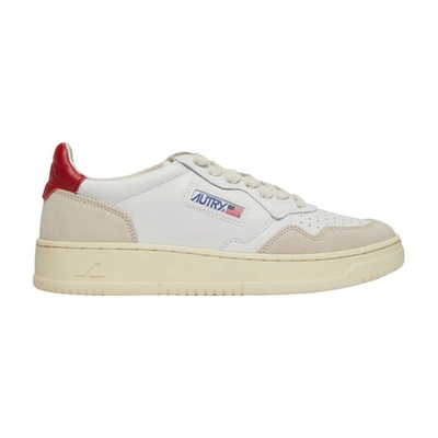 Shop Autry Medalist Sneakers In Leat_suede_wht_red