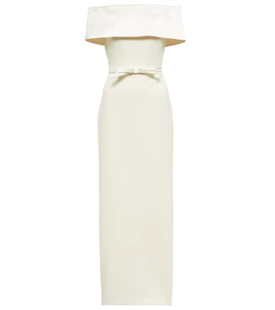 Shop Safiyaa Off-shoulder Maxi Dress In Ivory And Ivory
