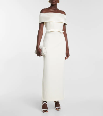 Shop Safiyaa Off-shoulder Maxi Dress In Ivory And Ivory