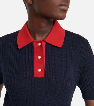 Shop Tory Sport Cotton Polo Top In Tory Navy Gala Red