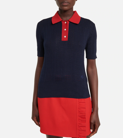 Shop Tory Sport Cotton Polo Top In Tory Navy Gala Red
