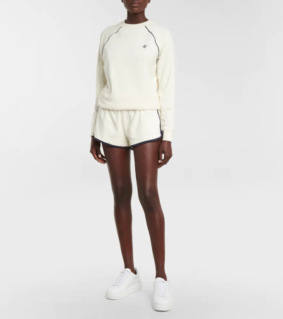 Shop Tory Sport Cotton Shorts In Ivory Pearl