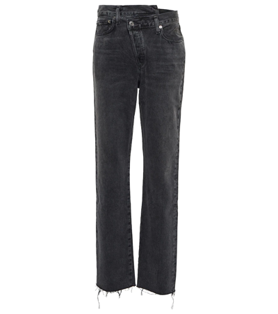 Shop Agolde Criss Cross High-rise Straight Jeans In Shambles