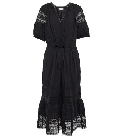 Shop Velvet Andy Cotton Midi Dress In Black