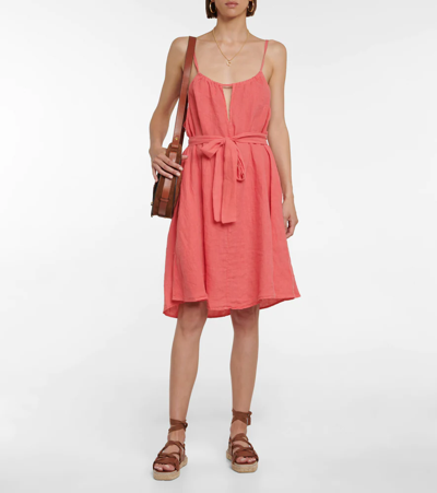 Velvet Dora Linen Minidress In Flirt