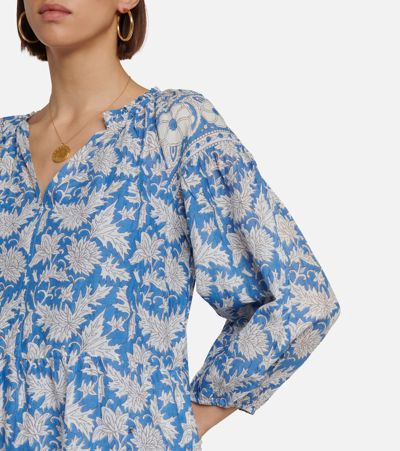 Velvet Lilah Printed Cotton Minidress In Asul