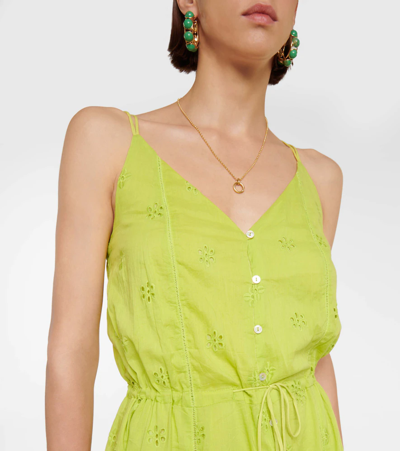 Shop Velvet Madelyn Broderie Anglaise Midi Dress In Lime