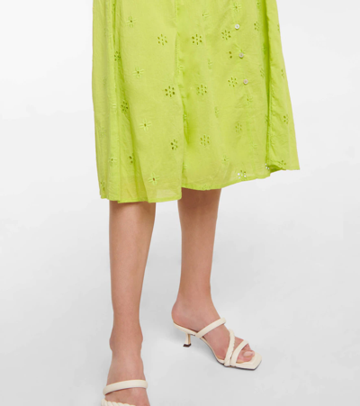 Shop Velvet Madelyn Broderie Anglaise Midi Dress In Lime