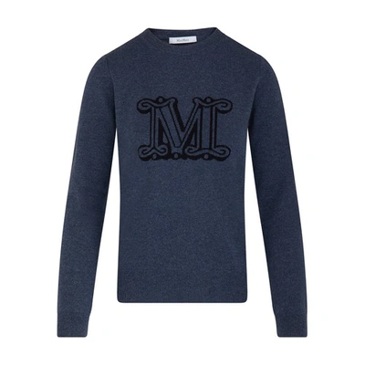 Shop Max Mara Bimba Crew Neck Sweater In Bluette