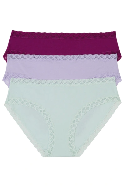 Shop Natori Bliss Girl Brief 3 Pack Panty In Ash Navy/lake/peach Pink